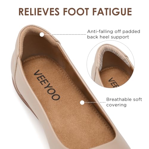 VEEYOO Women's Comfortable Ballet Dressy Flats, Round Toe Slip On Flats Dress Work Shoes for Business Casual3