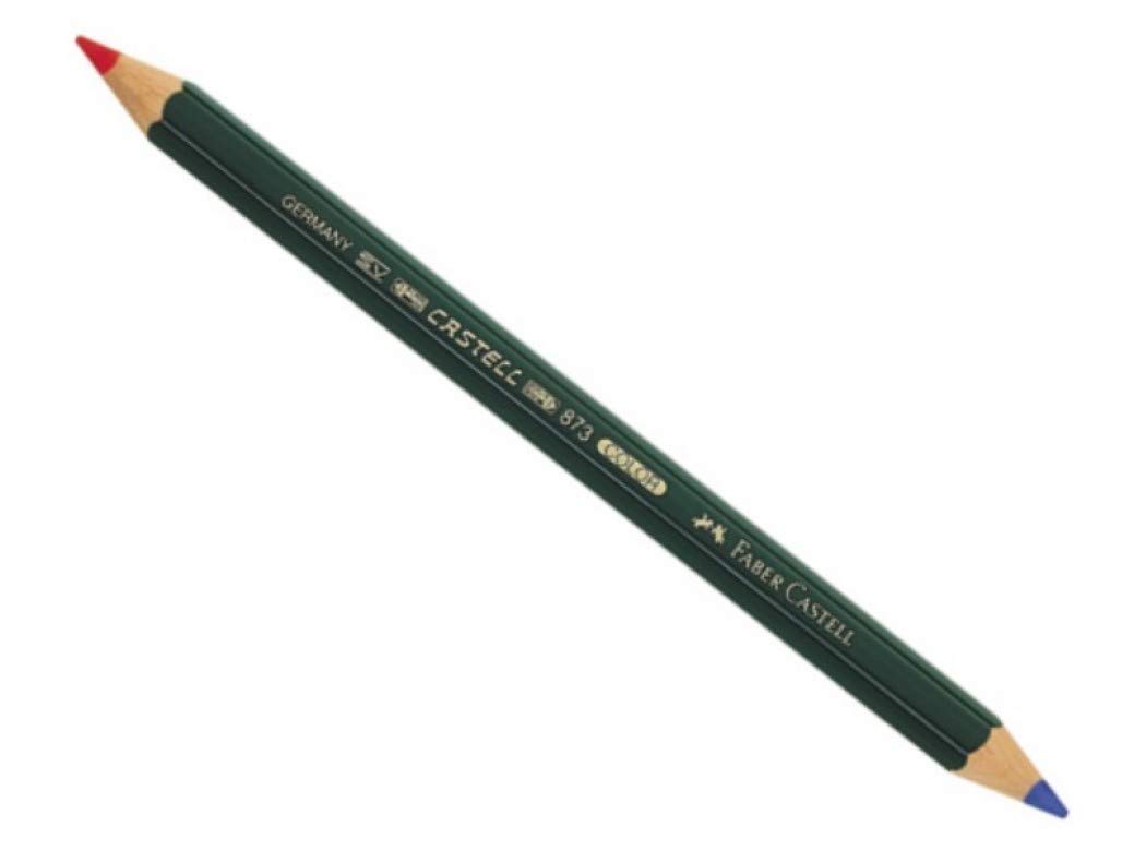 Faber-Castell 117500 - Estuche con 12 ecolápices bicolor grueso 873, forma hexagonal, color rojo y azul - 12 Unidad ( Paquete de 1)