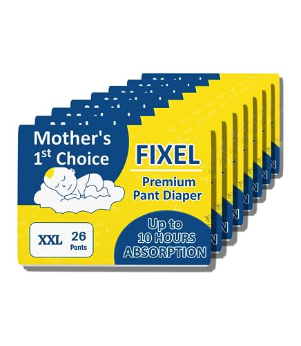 Image of FIXEL Baby Pants Diapers, XX-Large (XXL), with Wetness Indicator, 15-25 kg, Pack of 8, 208 count