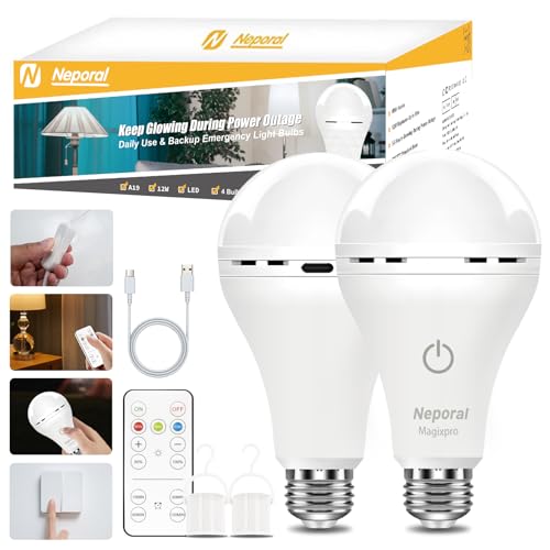 Image of MagixPro Remote Rechargeable Light Bulbs, USB & Socket Charging, 1800mAh Battery, Dimmable LED Bulb for Hardwired & Non-wired Lamps Sconces, Touch + Remote Control, Wall Switch Compatible, 2 Pack