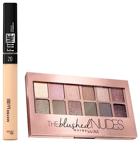 Image of Maybelline New York The Blushed Nudes Palette Eyeshadow Powder, 9G And Fit Me Concealer,20 Sand, 6.8Ml, Multi, Matte Finish