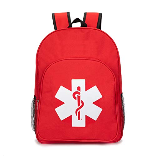 Image of Red Emergency Backpack - First Aid Medical Trauma Bag for Camping, Cycling, Hiking & Outdoors