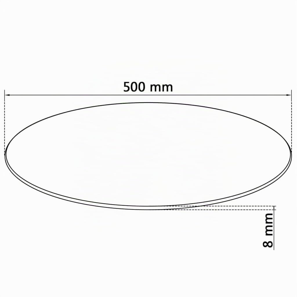 vidaXL Plateau de Table, Ø 500 mm, Verre Trempé, sans Montage, Transparent, Rond, 8 mm d’Épaisseur, Protection de Remplacement, Plateau de Table Robuste