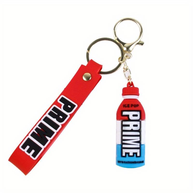 Llavero bebida energética Prime, Goma, Llavero de Figura de bebida energética, botella Prime, 7 cm de longitud, Silicona (Multicolor)