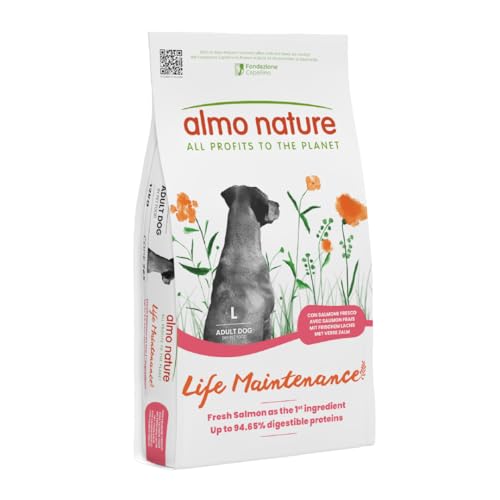 Almo Nature Life Maintenance Cibo Secco per Cane L al Salmone 12 kg – Crocchette Complete per Cani Adulti di Taglia Grande