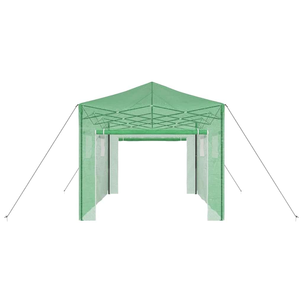 Serra con telaio pop-up, verde, 290 x 430 x 315 cm, in ferro, resistente alle intemperie, per giardino, balcone e terrazza, con copertura, porta, finestra, scaffale, protezione antigelo e