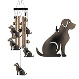Windspiel für den Garten und den Innen- und Außenbereich, mit 4 Röhren, 4 Glocken, 5 Hunden, mobil, romantischer Hunde-Windfänger, Windspiele für Zuhause, Mama-Geschenke, Balkon, Baum, Festival,