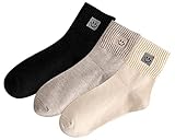 Aoiioy Cute Smiling Face Socks Ankle Short Crew Novelty Funny Socks Gifts for Womens Teen Girls Socks black beige gray