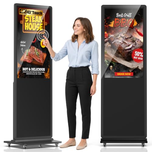 Image of Touch Screen Digital Kiosk, 43 Inch Interactive Digital Signage Display for Retail, Mall, Office Lobby, Events, Advertising Board with Built-in Media Player