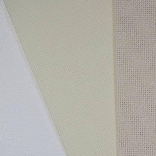 Image of KCS 3 pc of 12 inch x 18 inch 14CT Counted Cotton Aida Cloth Cross Stitch Fabric (White+Antique White+Ecru)