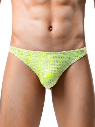 Sexy Underwear For Men, Low Rise Brief, Metallic Checkered