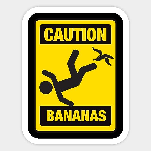 Image of Funny Caution Bananas Sticker | Vinyl | Decal for Car Bumper Sticker, Laptop Sticker, Waterbottle Sticker, Waterproof Sticker 5 Inch