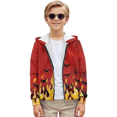 Zip Up Hoodies Kids Long Sleeve Jackets with Pocket Athletic Sport Hooded Sweatshirts for Kids 6-16 Years,S-XL Size