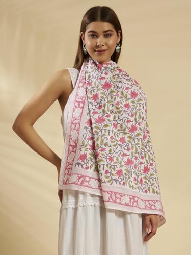 Image of Ravaiyaa - Attitude is everything Sanganer Hand Block Printed Scarves Pure Cotton Scarf Square Hijab Dupatta 40 inch X 40 inch Inch