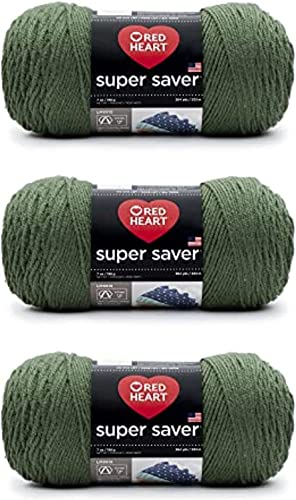 Red Heart Super Saver Pack of 3 - Medium Thyme - 7oz/198g - Acrylic - 4 Medium (Worsted) - 364 Yards - Knitting, Crocheting, Crafts & Amigurumi