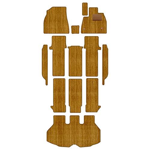 Hotfield トヨタ 互換品 新型対応 ノア ヴォクシー 90系 2025年9月〜対応 フロアマット+ステップマット+トランクマット ラゲッジマット 形状03 7人乗/ガソリン/コンソールボックス:有(ガソリン車)/トランク形状:標準タイプ 木目 ウッ