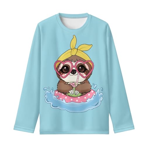 Image of Girls Long Sleeve Shirt with Cute Graphic Casual Pullover Tops 3-16Y