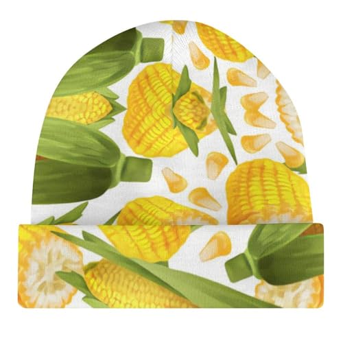 Corn Pattern Kids Beanie Hat for for Girls Boys Children Cap Winter Knitted Chemo Cancer Headwear Accessories Gifts Decoration Black4
