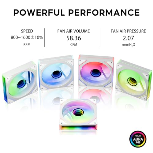 Image of Prism4 MAX 120mm PC Reverse Blade ARGB case Fan,Infinity Mirror RGB Light Effect 5V 3PIN Motherboard Light Sync 800~1600RPM PWM PC Fan(White Forward-5Pack)