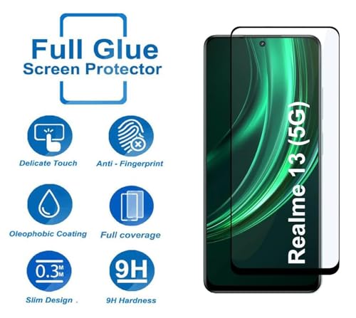 Image of 100FIT Tempered Glass For Realme 13 5G With Full Glue Edge To Edge Coverage And Easy Installation Kit