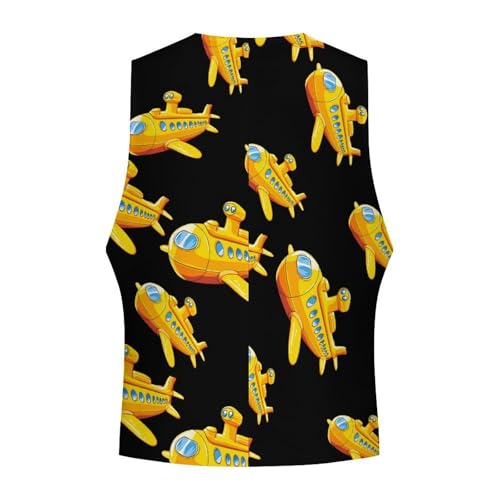 Funny Submarine Men's Suit Vest Slim Fit Business Dress Party Pattern Waistcoat Vest Top4