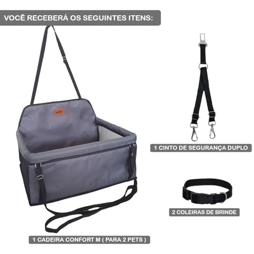 Petizada, Cadeirinha Assento Dupla Para Viajar Com 2 Pets no Carro Viagem Segura Confortável Até 30k