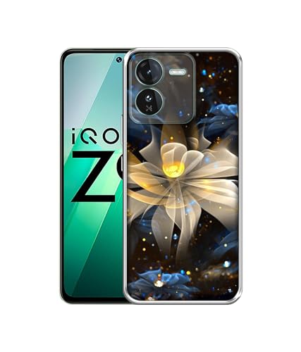Image of Art Flower Design Printed Silicon Soft TPU Back Case Cover for iQOO Z9 5G, Black
