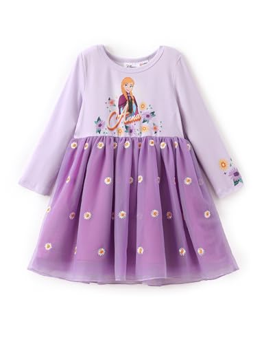Image of Disney Princess Frozen Elsa Minnie Stitch Toddler Girl Tulle Tutu Dress Ruffle Sleeve Mesh Summer Birthday Party Clothes 2-9Y