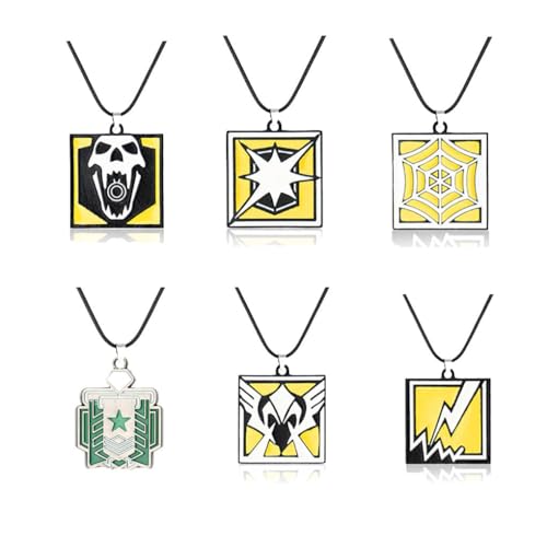 JUSONGKWCP 6 Pcs Rainbow Six Halskette Game Figur Cosplay Necklace Accessories Rainbow Six Metall Anhänger Jewelry