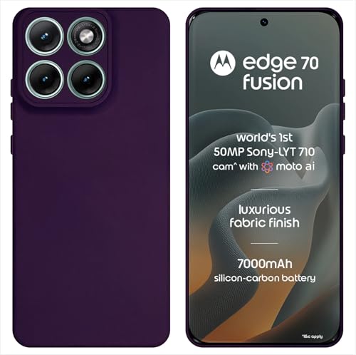 Image of SBMS Silicone Back Cover Case for Motorola Moto Edge 70 Fusion 5G | Soft Micro-Fibre Lining Inside | Camera Protection Bump | Shockproof Back Cover Case for Moto Edge 70 Fusion (Candy Cloth Purple)