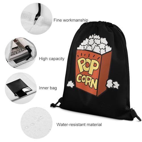 Popcorn Drawstring Backpack Durable Sport Gym Bags Daypack for Men Women 35 * 42cm4