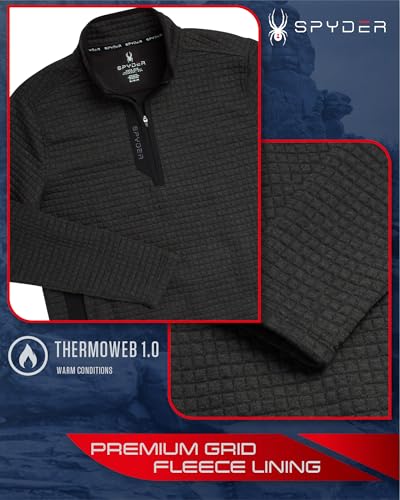 Spyder Mens Quarter Zip Pullover Sweatshirt - Grid Fleece Sweater Workout Shirts for Men - Quarter Zip Pullover Men Apparel4