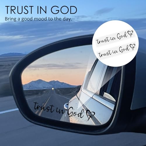 Image of 6 Pcs Trust in God Rearview Mirror Stickers, 4 inch Waterproof High-Adhesion Christian Mirror Decals, Daily Commute Car Interior Faith-Based Decor for Inspirational Road Trip Personalizing