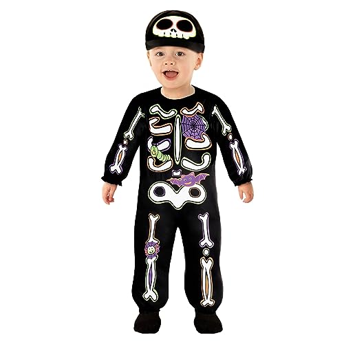 Morph Disfraz Esqueleto Bebe, Niño, Disfraz Halloween Talla S