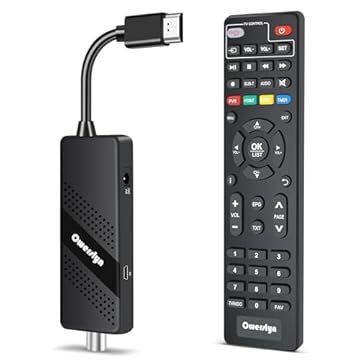 Decoder Digitale Terrestre 2025 - OWERSLYN Decoder DVB-T2, HD 1080P H.265 HEVC Main 10 Bit, TV Stick con Uscita HDMI/AV, HDMI CEC, USB Multimediale, Funzione PVR, Telecomando Infrarossi 2in1