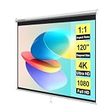 VIVOHOME 120 Inch 1:1 Pull Down Projector Screen, White