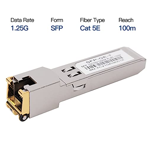 Image of 2PCS 1000BASE-T Gigabit SFP to RJ45 Copper Ethernet Modular Transceiver for Cisco,Meraki,Ubiquiti,D /TP Link,Supermicro,Netgear,Broadcom, 1.25G SFP-T CAT5E /CAT6 up to 100m Mikrotik S-RJ01