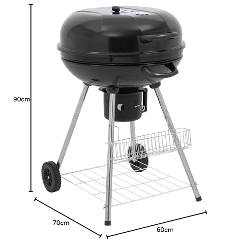 Foto von BBQ-Toro Kugelgrill Ø 57 cm | BBQ Kugelgrill Holzkohle, Barbecue Grill mit Thermometer, Grill Holzkohle rund, Holzkohlegrill mit Deckel (Deckel montiert)
