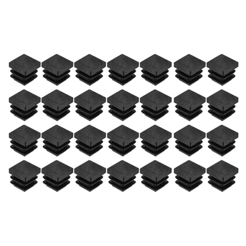 Image of uxcell 28Pcs Square Plastic Plugs, 15.5 x 15.5mm /0.61 x 0.61inch PE Pipe Tubing End Caps for 11-13mm /0.43-0.51inch Square Tube Furniture Chair Leg, Black