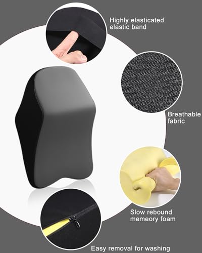 jutyum Auto Nackenkissen Kopfstütze, Memory Foam Kopfstütze Auto, Komfortabel und Atmungsaktiv Auto Kissen, Abnehmbarer Abdeckung (Schwarzes Grau)