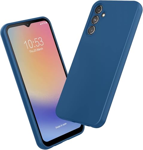 Image of DIZORO Microfiber Candy Case Compatible for Samsung A14 5G Smooth Touch Cushion Liquid Soft Silicone Gel Rubber Phone Cases Non-Slip Full Body Protective Shockproof Back Cover (Blue)