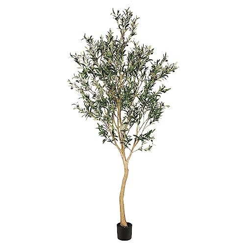 Realead 8ft Tall Faux Olive Tree - Realistic Large Olive Trees Artificial Indoor - Fake Olive Tree...