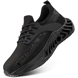 Ropa De Trabajo Seguridad Industrial Hitmars Zapatos de Seguridad Hombre Mujer con Punta de Acero Ligero s1 s3 sp1 Zapatillas Trabajo Prevención industriales Cómodas Calzado de Construcción U4B Negro-Negro EU41
