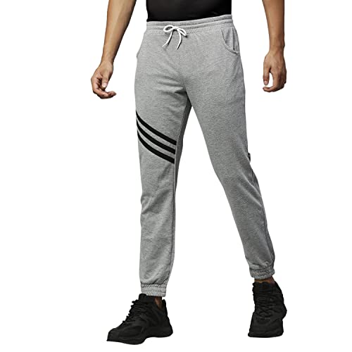 Image of Hubberholme Men's Cotton Blend Slim Fit All Season Wear Track Pants (Slant 3 Stripes Design)