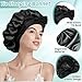 VECIIR Silk Bonnet for Sleeping Women, Ajustable Hair Bonnet for Curly Hair with Tie Band Shower Caps Black，Large
