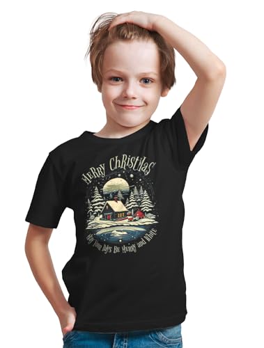 Image of Kids Christmas Graphic Printed T-Shirt for Boys & Girls Relaxed Fit 1980