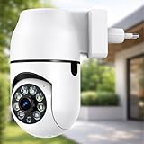 Câmera de Segurança Tomada Sem Fio 2MP - WiFi Visão 360° HD 1080p Câmera IP Infravermelho Controle via App 2 Modos de Visão Noturna Áudio Bidirecional Detecção de Movimento Premium