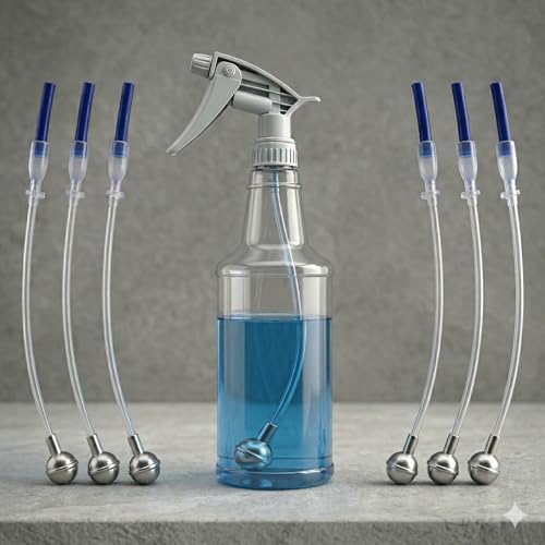 JYJXCOS 6 PCS Universal Fit 360 Spray Bottle Adapter 14 Trimmable Flexible Tube with Metal Weighted Ball Heavy Duty Tilted Spray Bottle Adapter for 8oz-32oz Triggers Kitchen & Garden Care (6PCS)