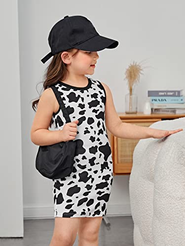 WDIRARA Toddler Girl's Cow Print Sleeveless Cute Tank Dress Summer Pencil Mini Dress3