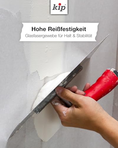 Kip Fugenband - Permanentes Glasfaser-Gewebeband 48mm x 20m - Für Reperatur- & Spachtelarbeiten - Einfache Fixierung - Selbstklebend & Reißfest